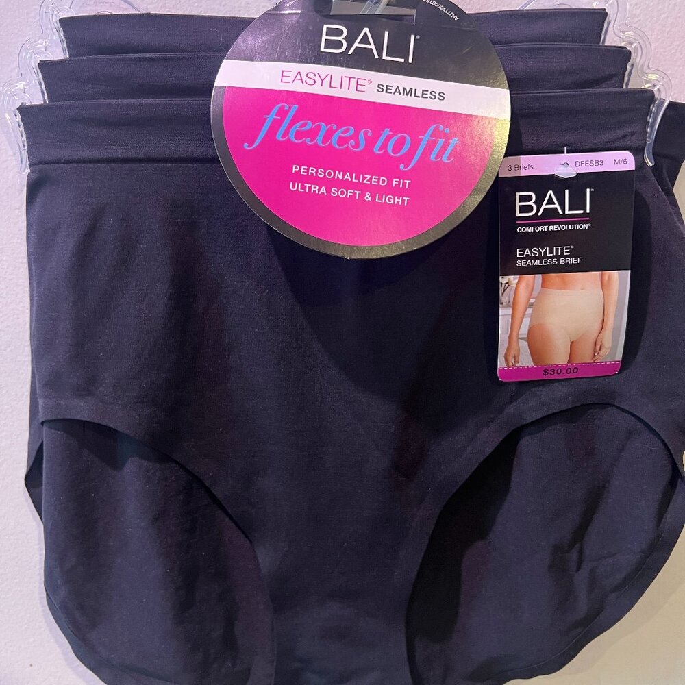 BALI Comfort Revolution Easylite Seamless Brief Set of 3: Black, Size M/6